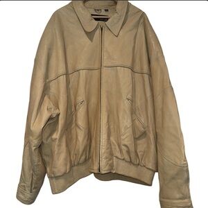 Vintage Marc Buchanan Pelle Pelle Tan 100% Leather Bomber Jckt Sz 56/46 U.S.XXL